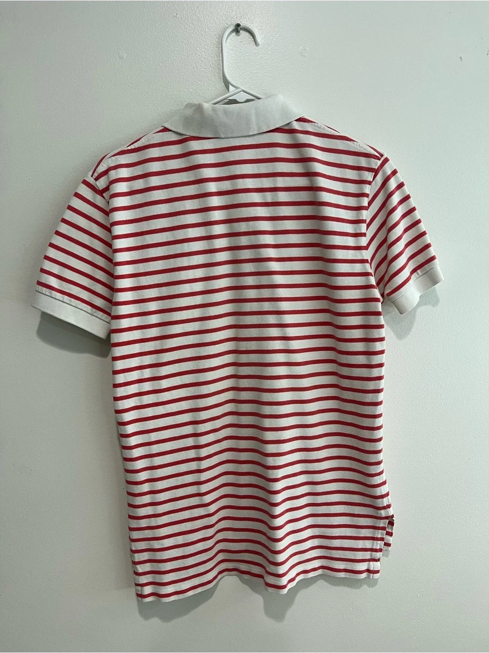 Ralph Lauren Red & White Striped Polo with Navy Pony